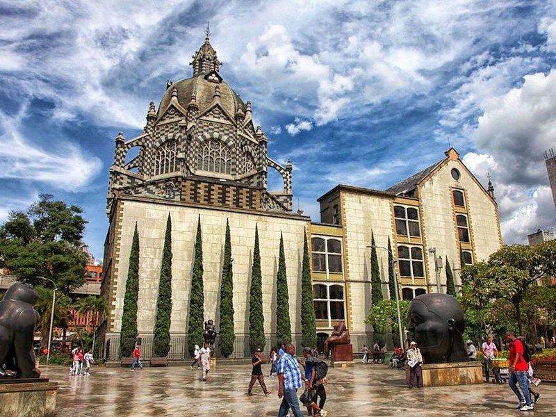The black and white Palacio de la Cultura Rafael Uribe Uribe in central Medellin